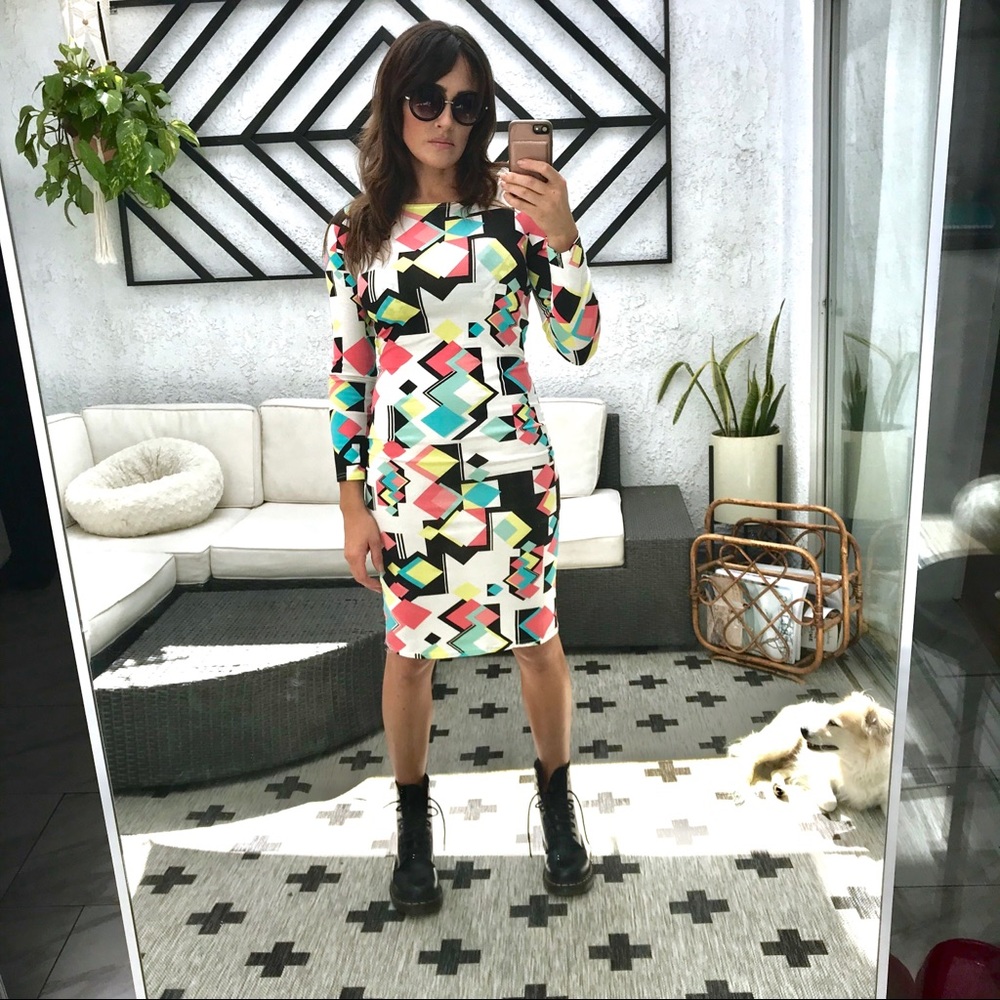 Geo pattern midi tight dress